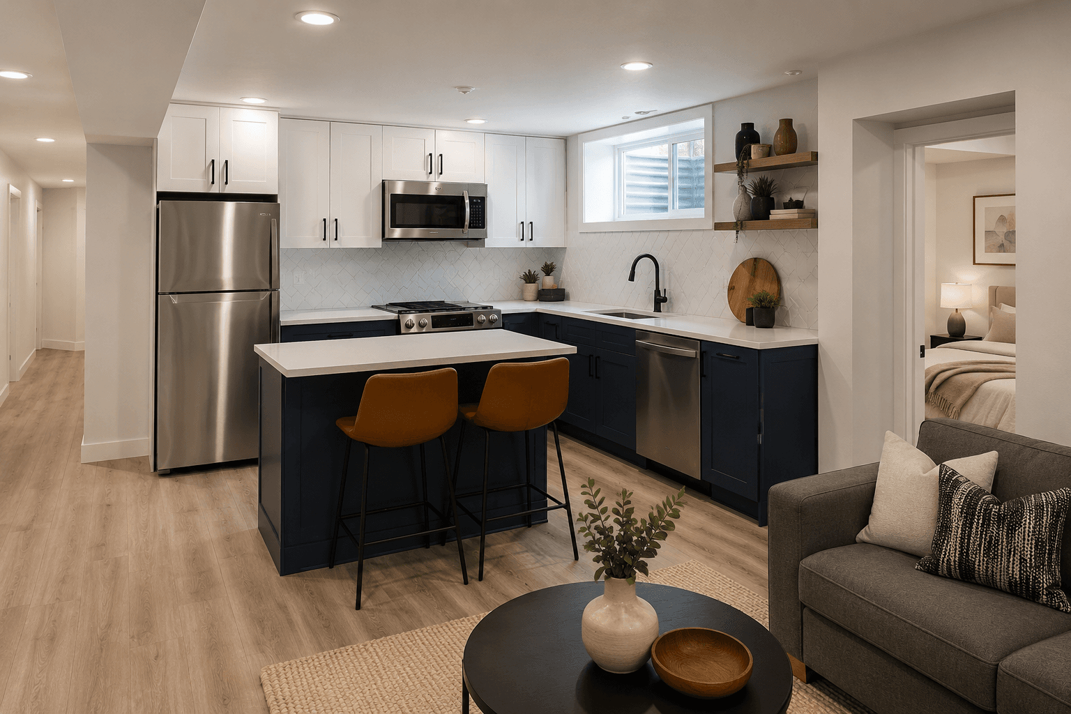 Finished legal basement suite kitchen